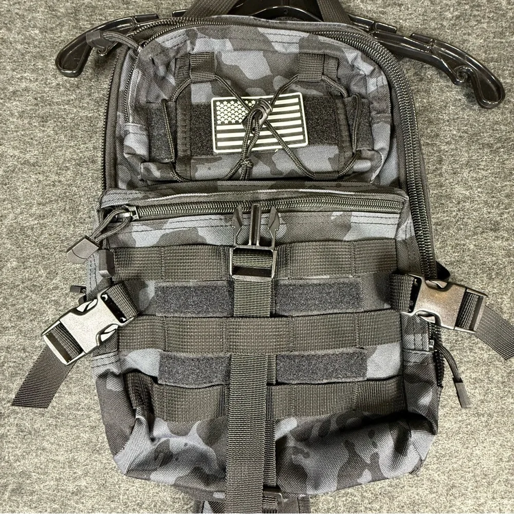 Tactical Sling Backpack Night Camo MOLLE Military EDC Shoulder Bag Grey Black
